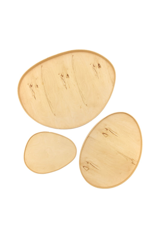 Oeuf, trays in orange wood