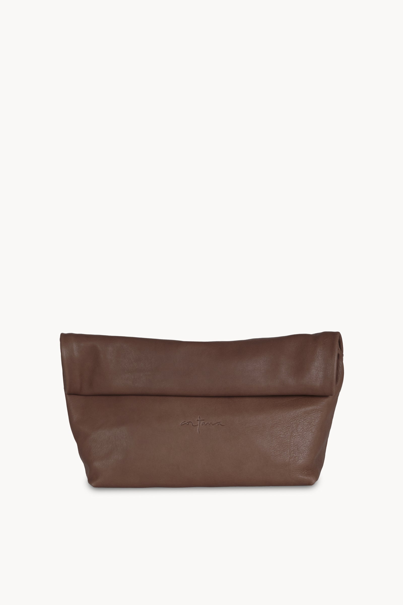 Delhi L, mocha beige leather clutch