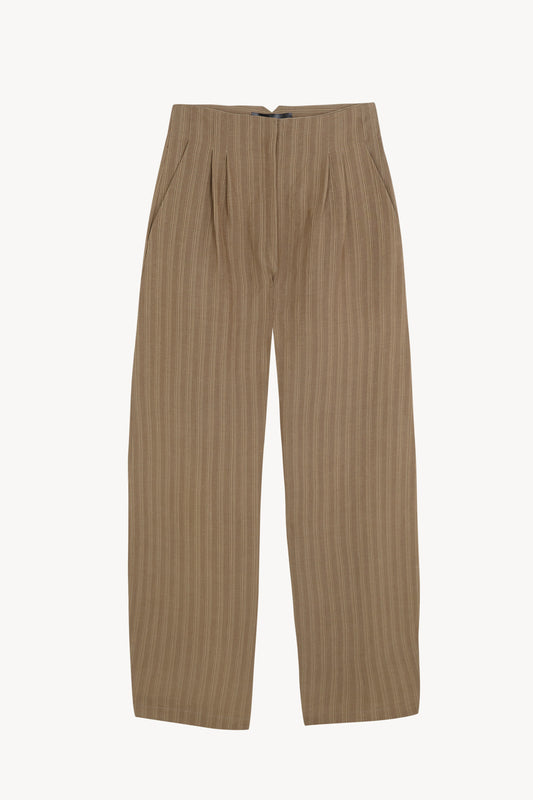 Edith, brown striped jacquard trousers