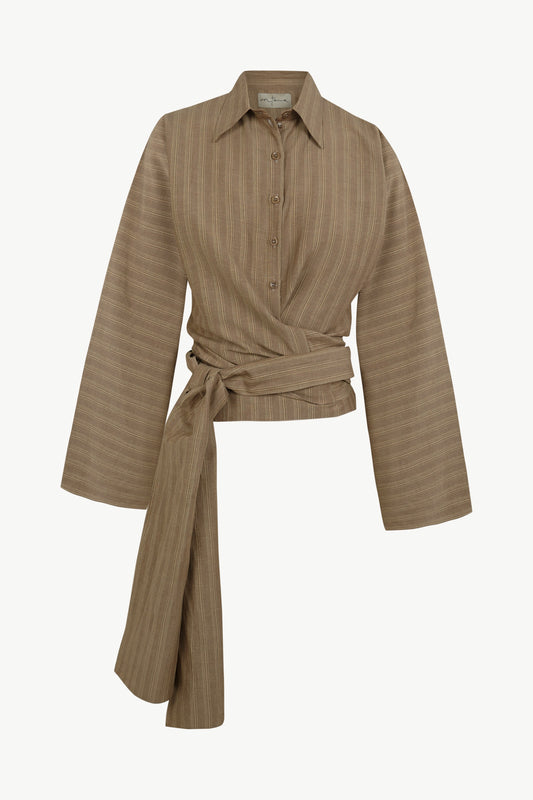 Edith, brown striped jacquard shirt