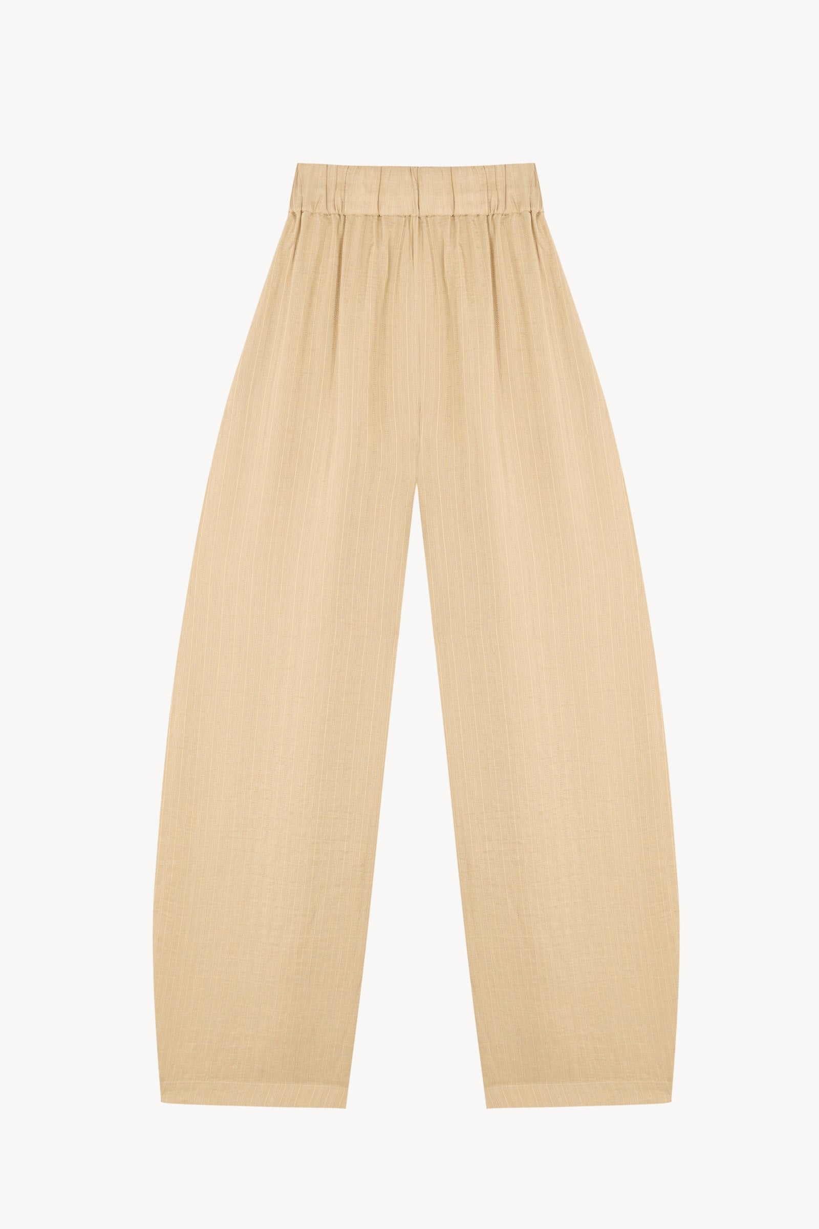 Eloise, beige striped jacquard trousers