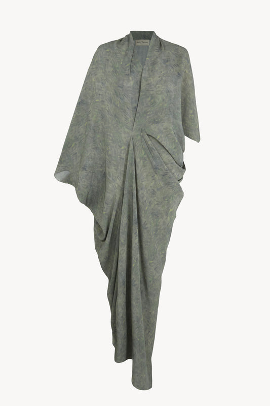 Mayu, vestido de seda folliage print