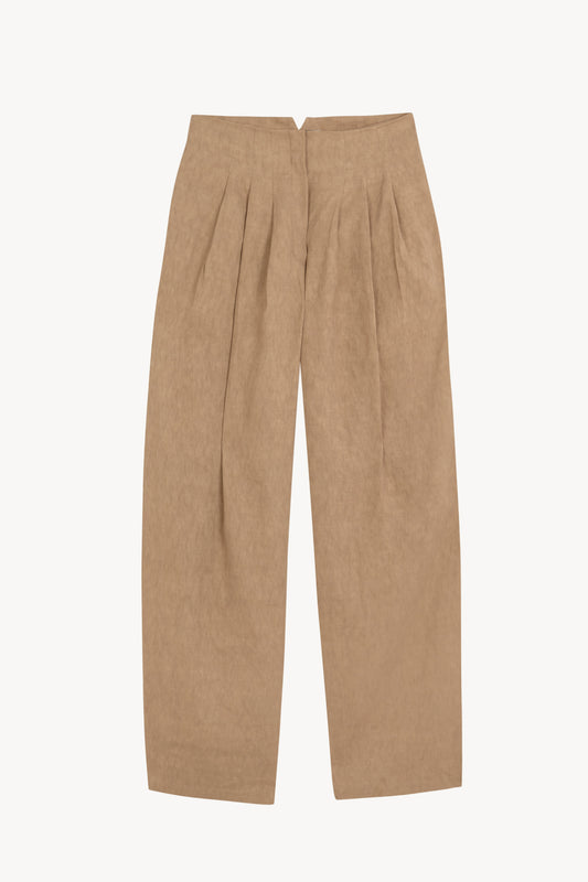 Odel, dark beige linen and cupro trousers