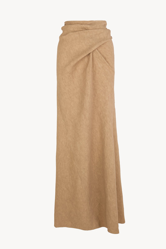 Odel, dark beige linen and cupro skirt