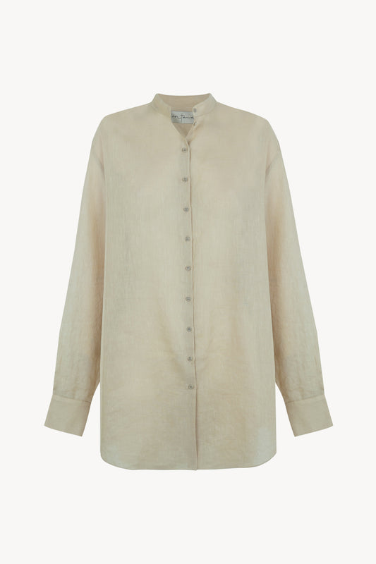 Raoul, camisa de algodon y lino salvia