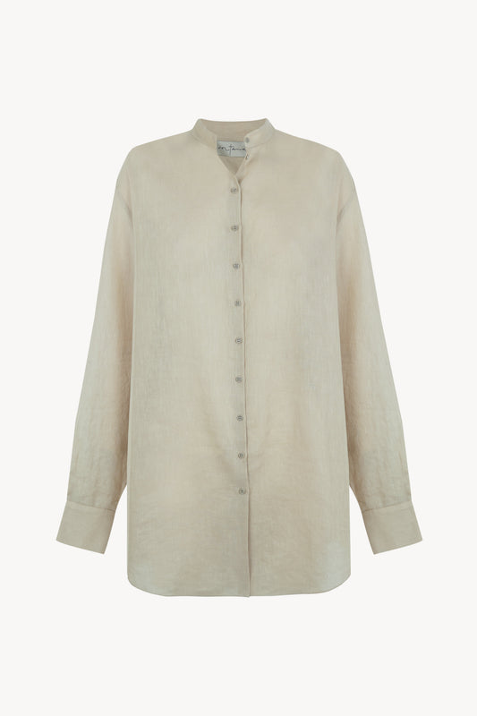 Raoul, camisa de algodon y lino salvia