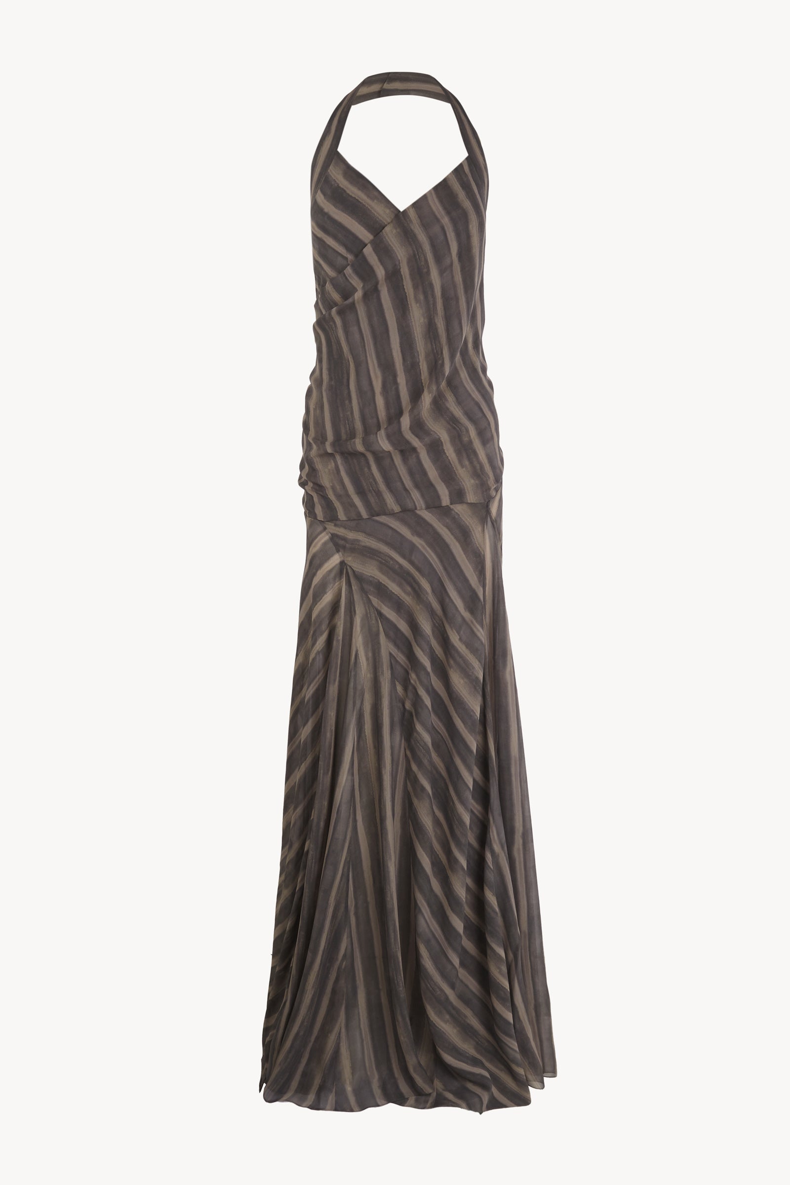 Ursula, orea print long silk dress