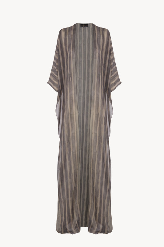 Ursula, orea print silk flowing long jacket