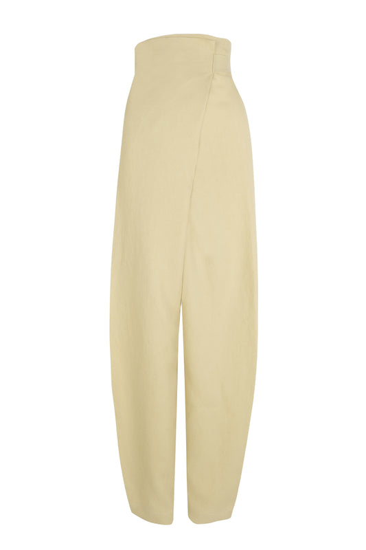 After, sand linen wrap pants