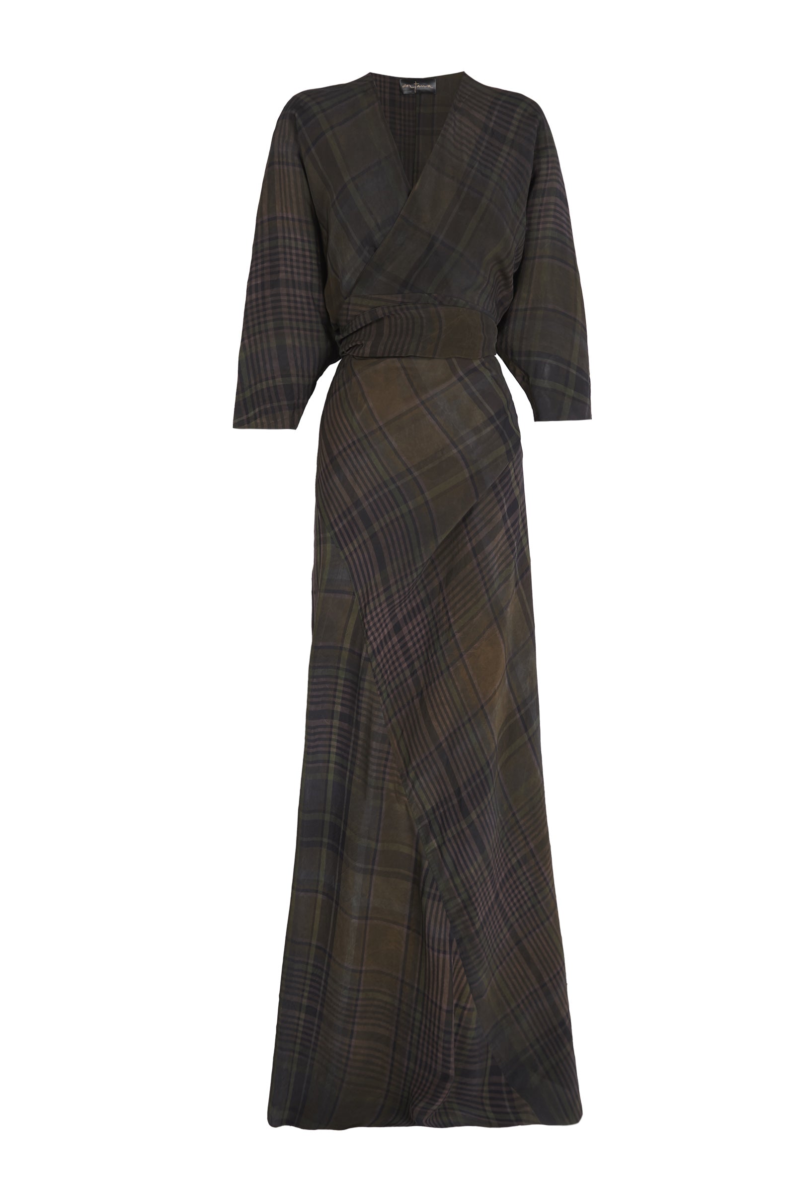 Agate, long dress in maltinto checks