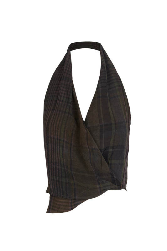 Agate, top halter a cuadros maltinto