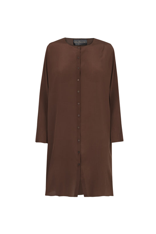 Agnes, plum silk shirt