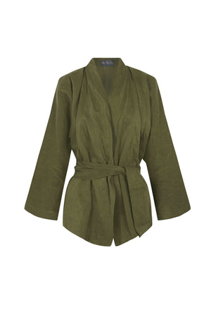 Ama, green linen and silk jacket