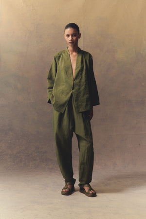 Ama, green linen and silk jacket