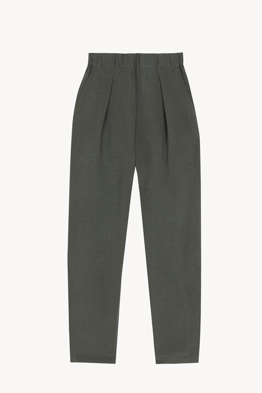 Ama, pantalon de lino y seda verde oceano