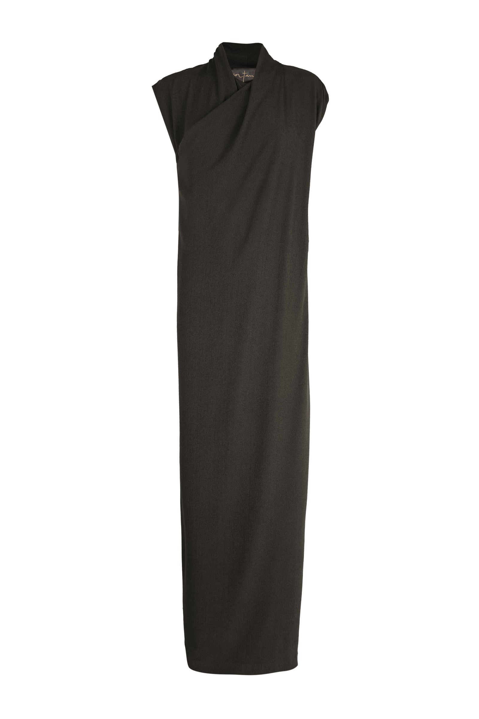 Amanita, vestido largo de seda stretch charcoal