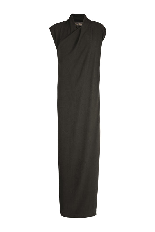 Amanita, vestido largo de seda stretch charcoal