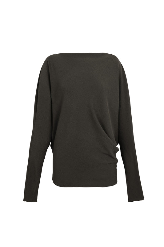 Amanita, charcoal stretch silk top