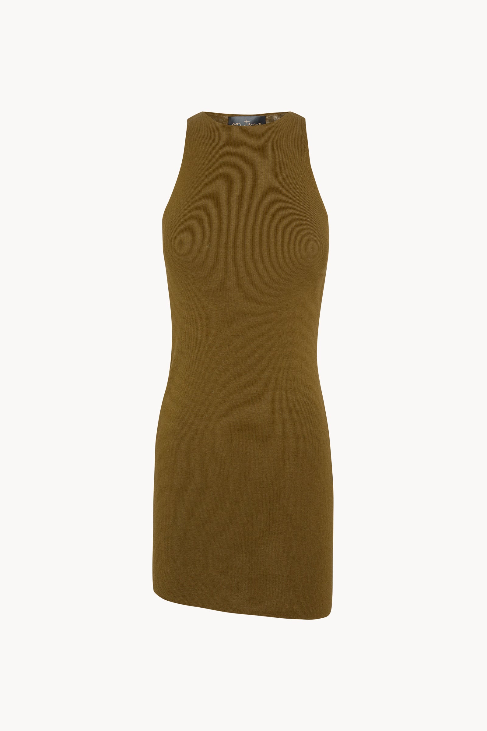 Anele, olive green silk and cotton knit top