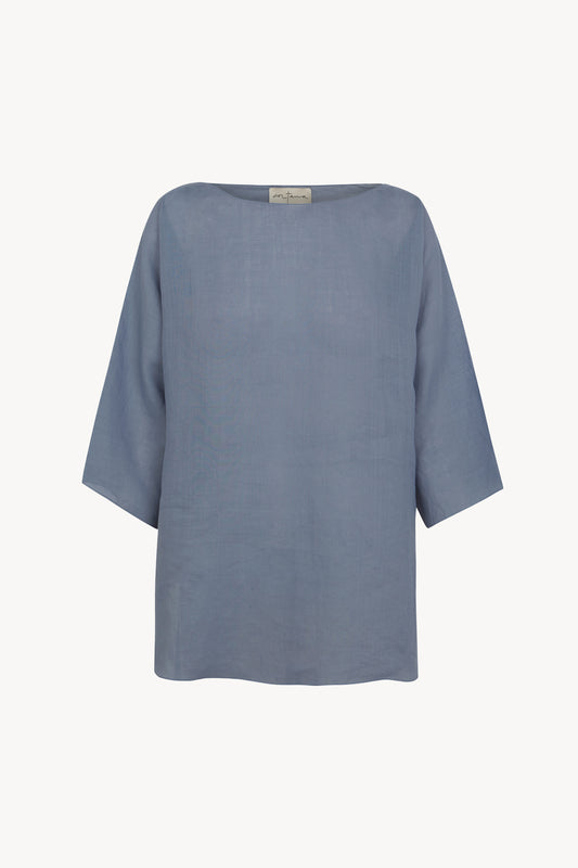Arena, dusty blue oversized top in ramie