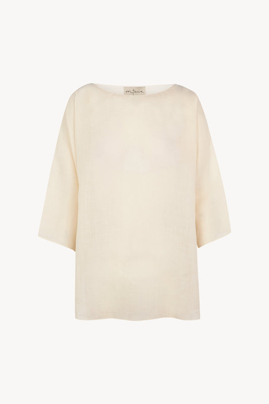 Arena, ivory oversized top in ramie