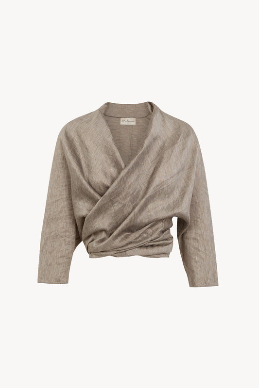 Aria, grey striped linen and silk jacket