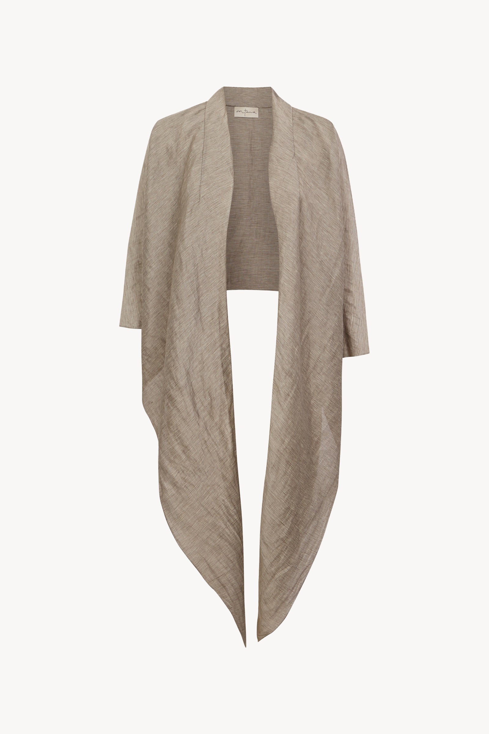 Aria, chaqueta de lino y seda a rayas vison gris