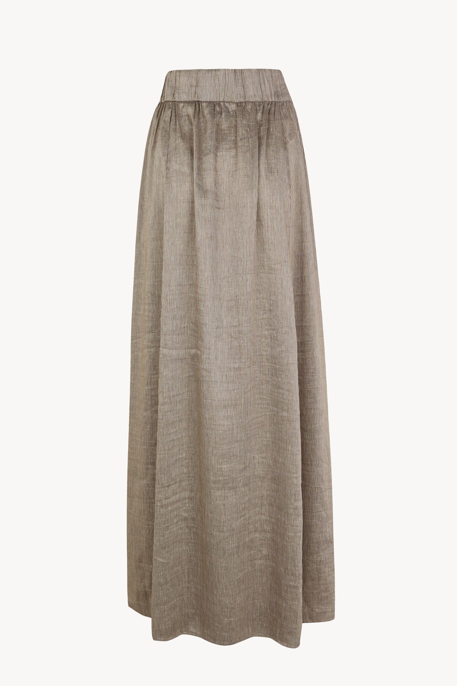Aria, grey striped linen and silk skirt