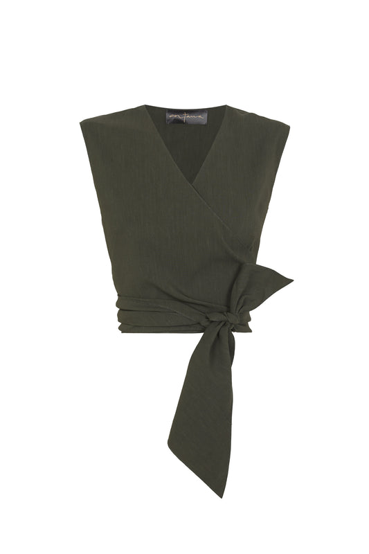 Asa, top cruzado verde osuro