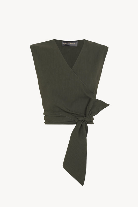 Asa, dark green crossover top