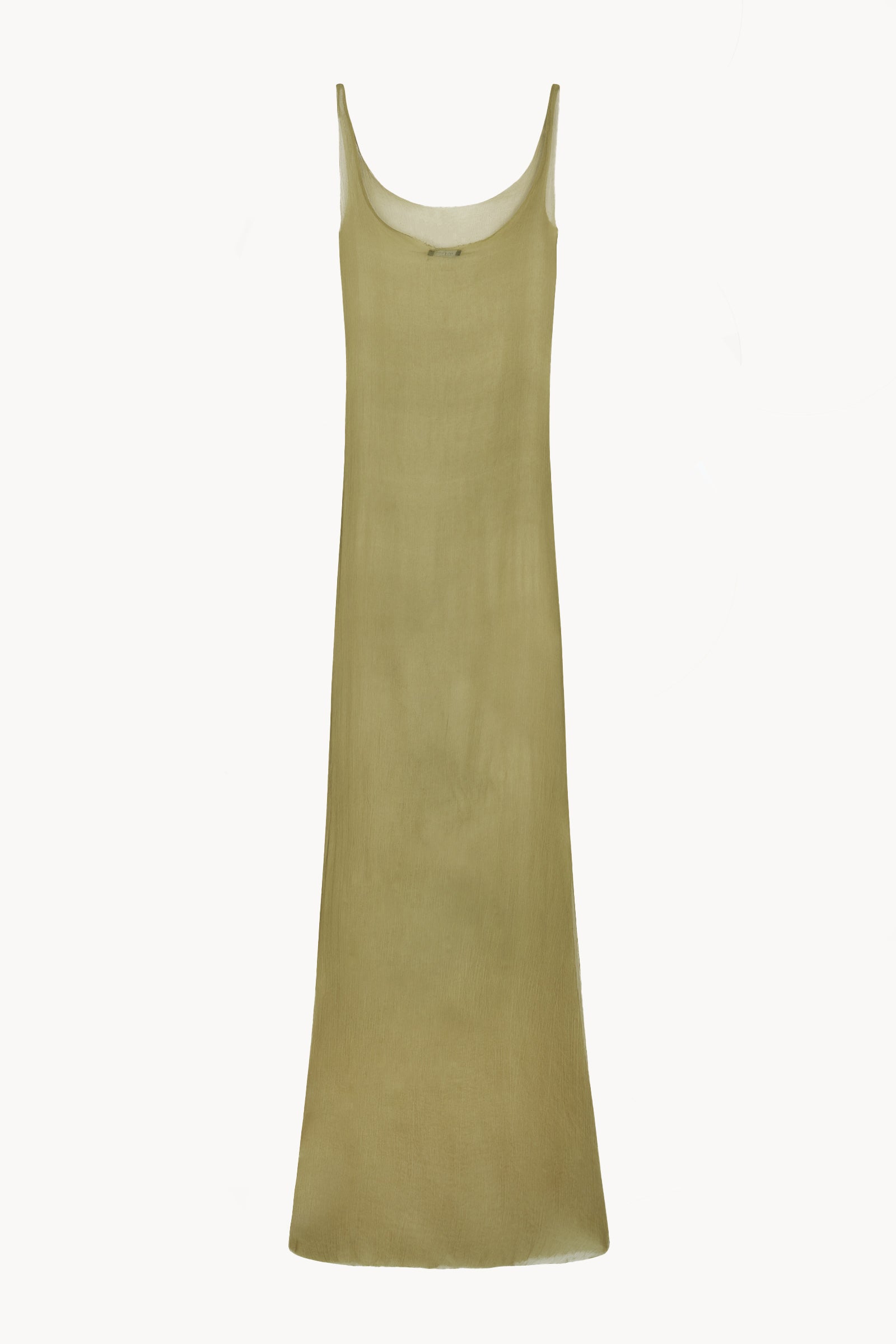 Aura, vestido de tirantes en seda pistacho