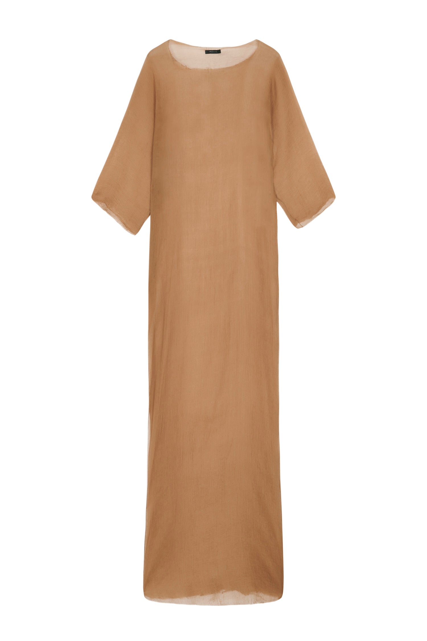 Aurora, long dress in bronze silk bambula