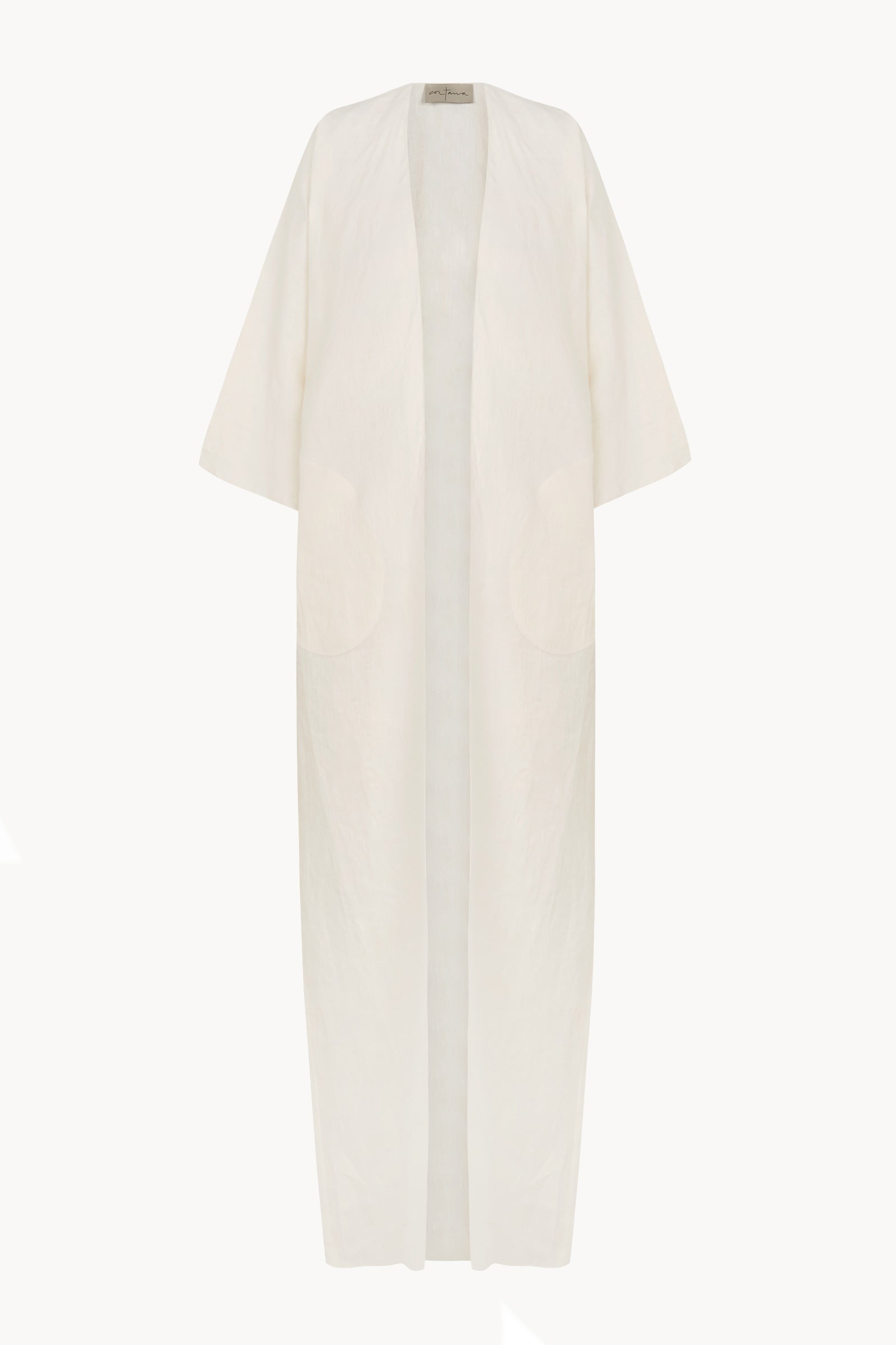 Bambina, long coat in ivory linen