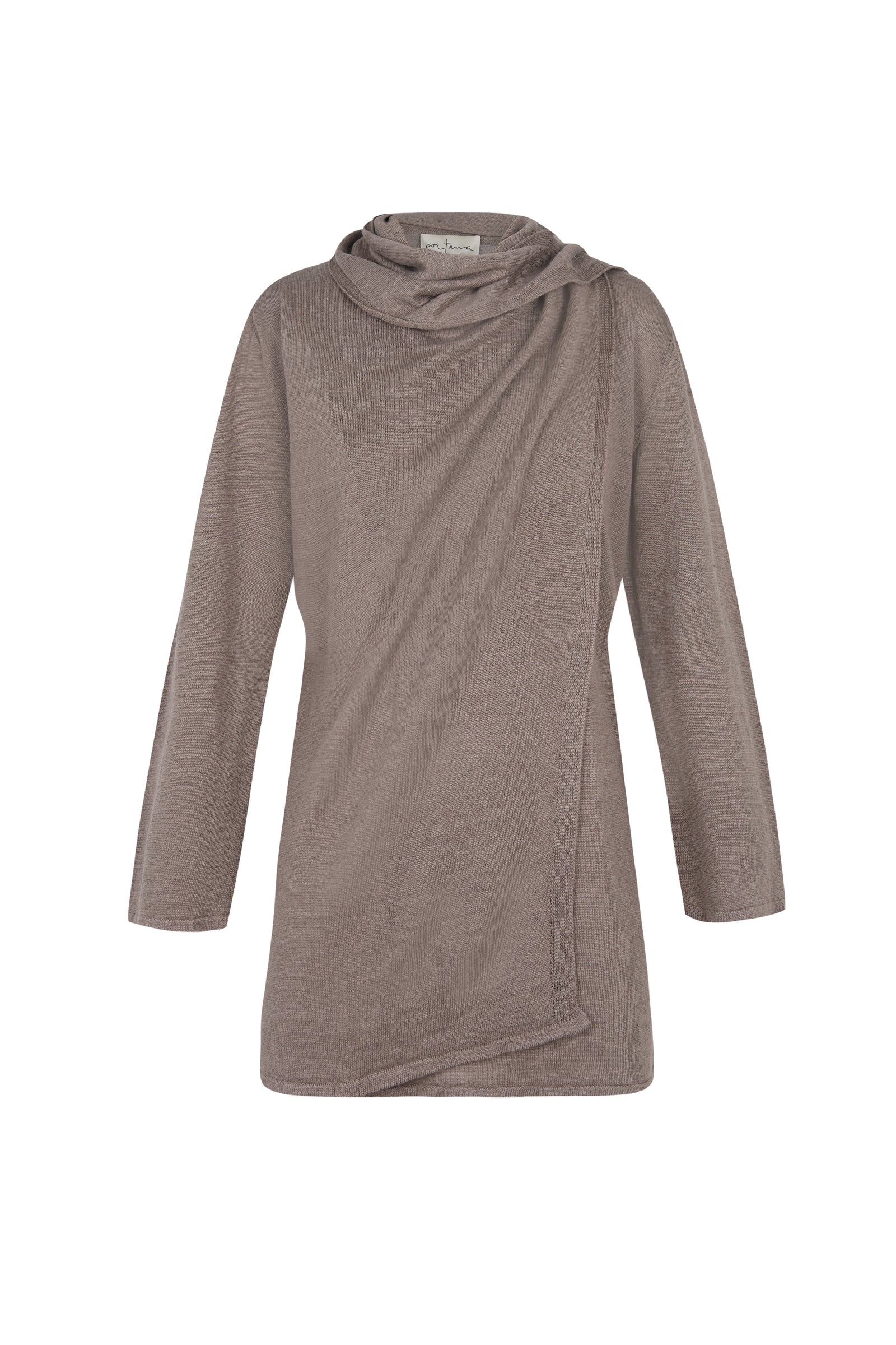Botanica, mink linen knit wrap top
