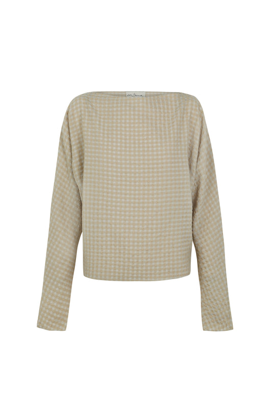 Bravo, beige checked jacquard top