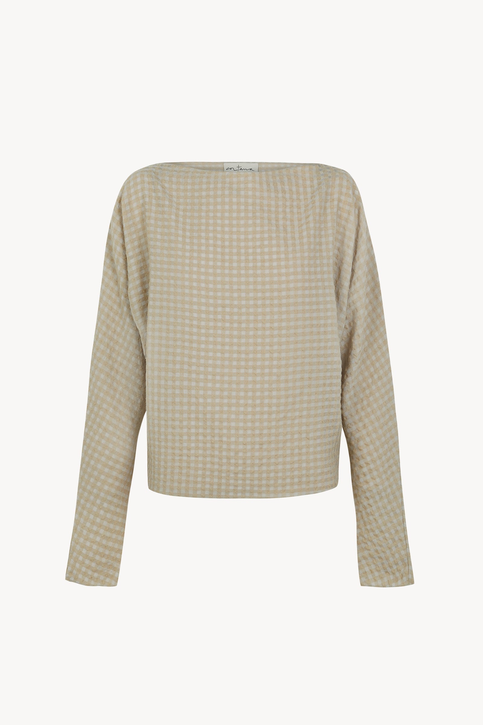Bravo, top a cuadros jacquard beige