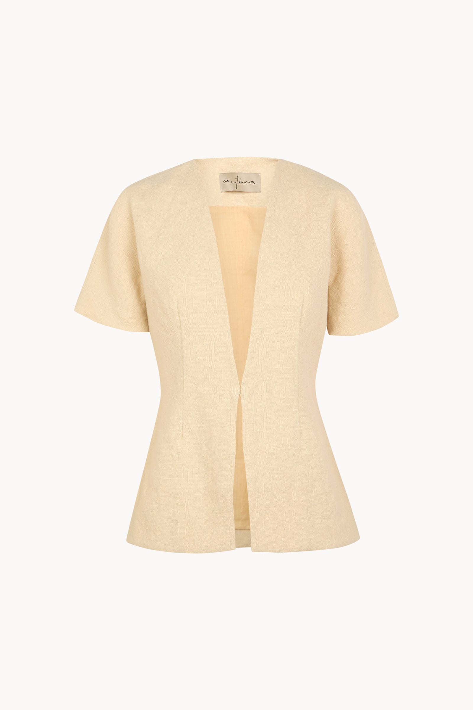 Cala, chaqueta entallada de lino beige mares