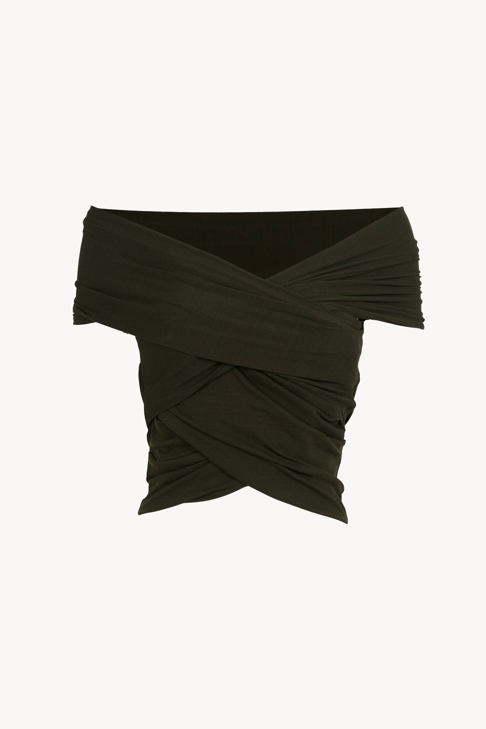 Canela, crop top cruzado verde oscuro