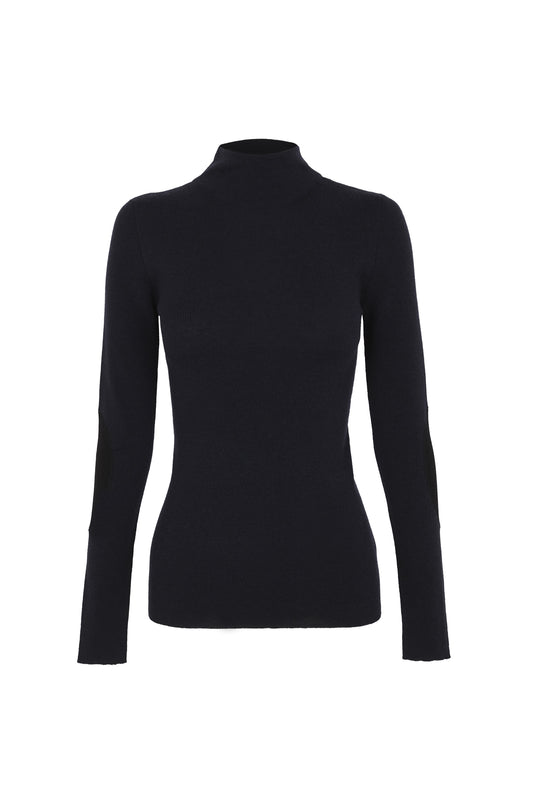 Cano, jersey de punto cuello alto azul oscuro