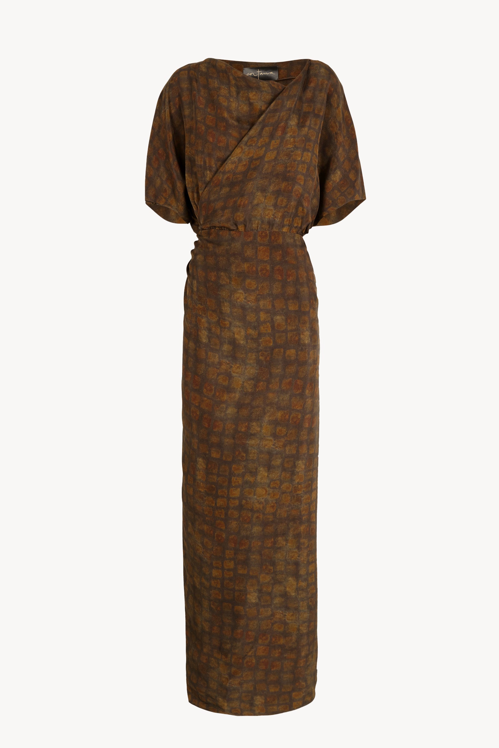 Cassiopea, jord print wrap dress