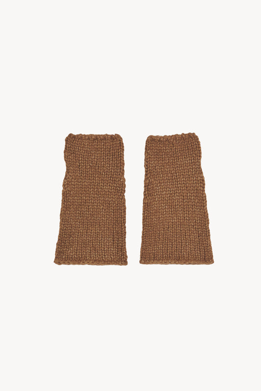 Circ, tobacco baby alpaca and silk mittens