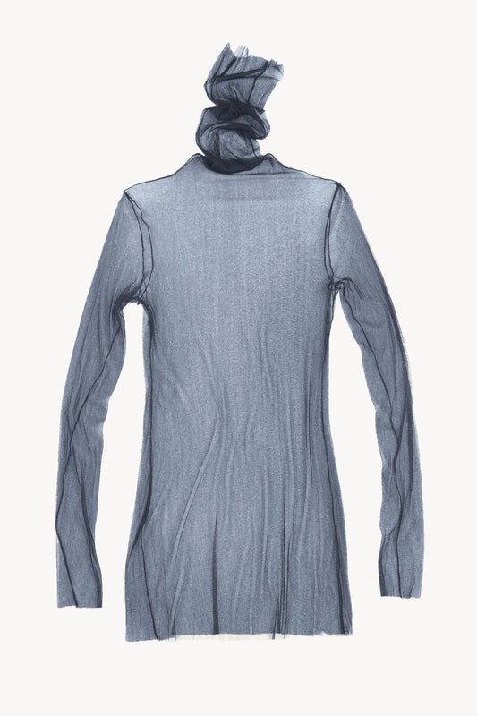 cisne, high neck silk tulle top menhir