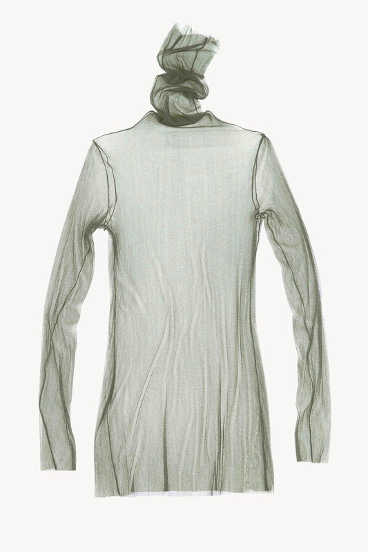 cisne, high neck silk tulle top metal ag