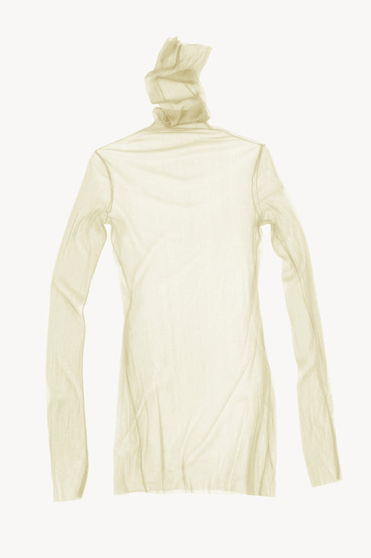 cisne, high neck silk tulle top dune