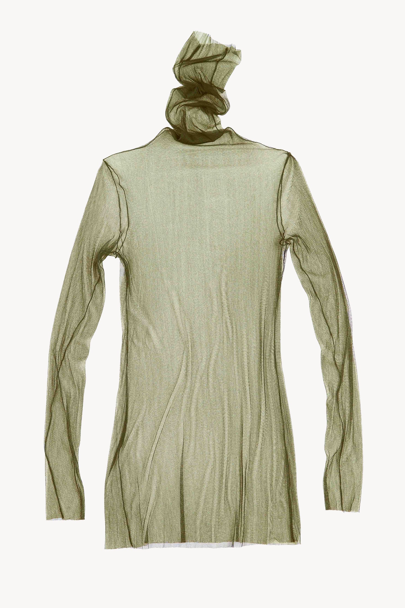 cisne, high neck silk tulle top olive