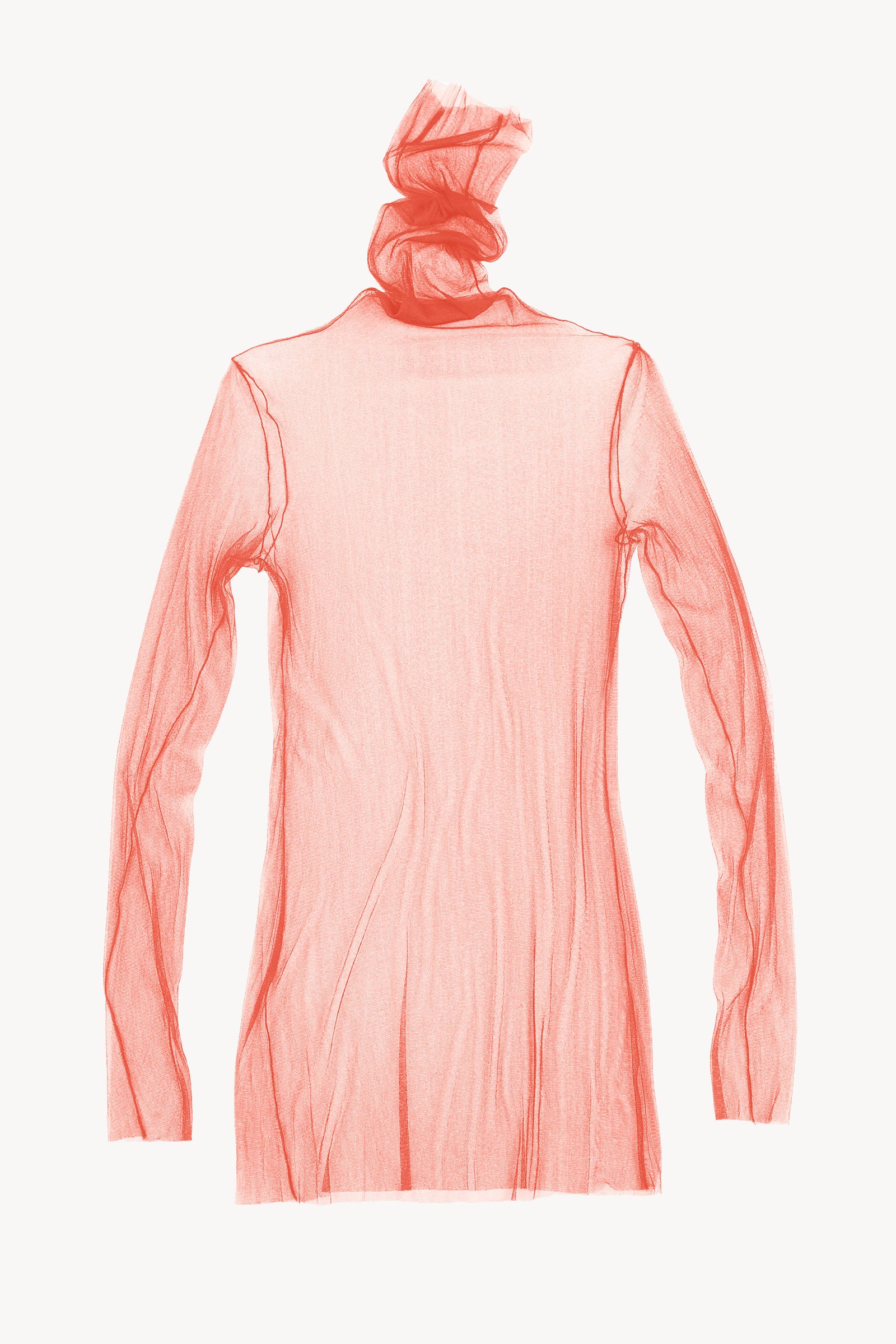 cisne, high neck silk tulle top watermelon