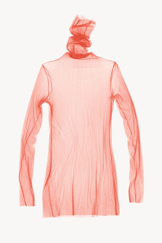 cisne, high neck silk tulle top watermelon