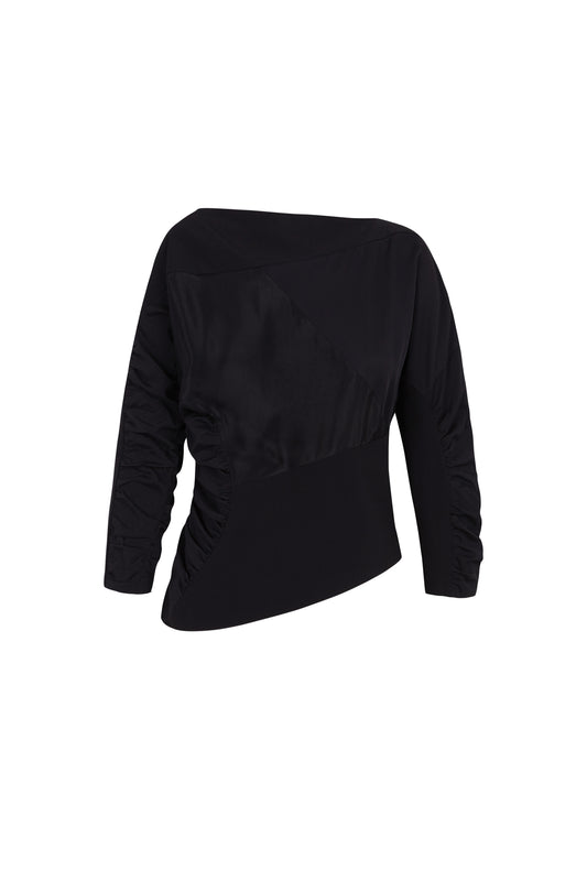 Collage, black patchwork top