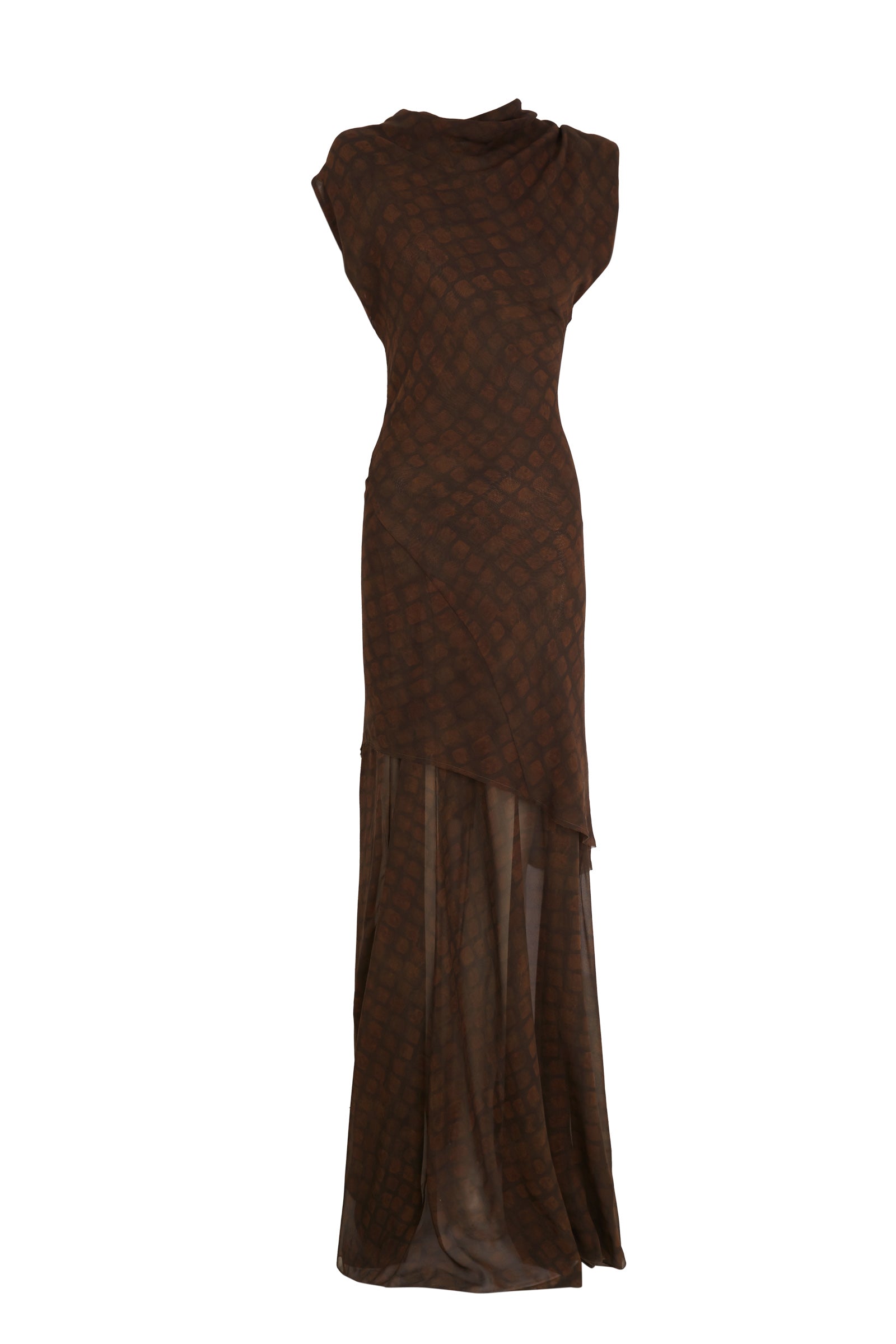 Copal, vestido largo de seda jord print
