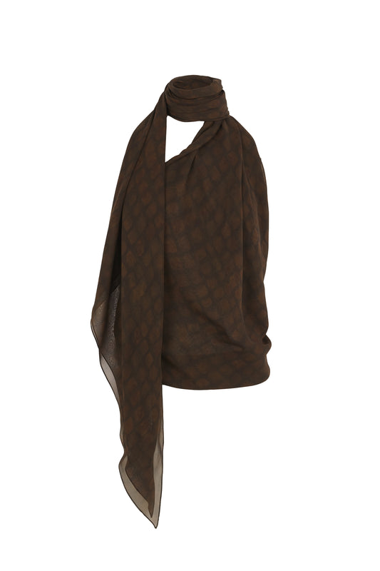 Copal, top en georgette de seda jord print